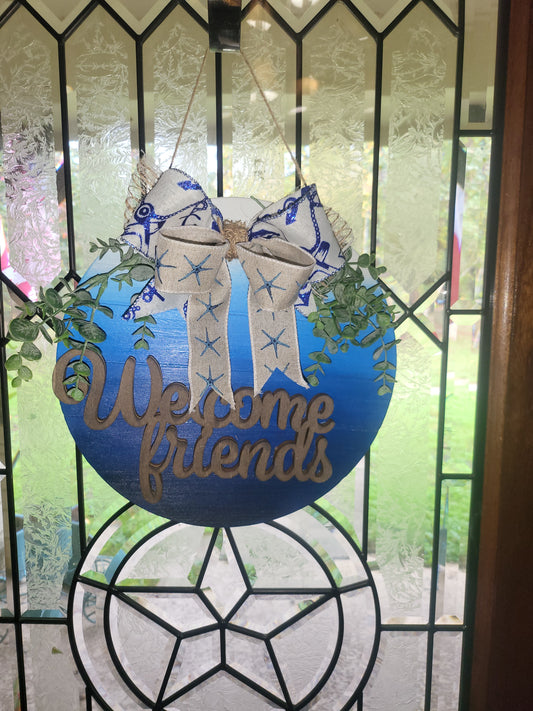 Welcome Friends Door Hanger with Anchor Bow