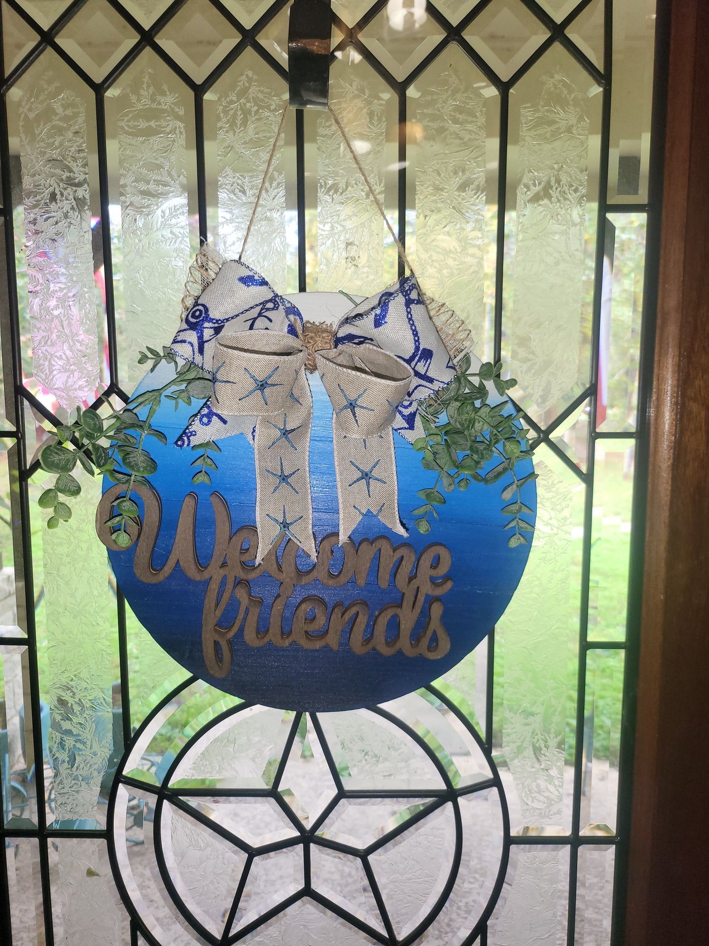 Welcome Friends Door Hanger with Anchor Bow