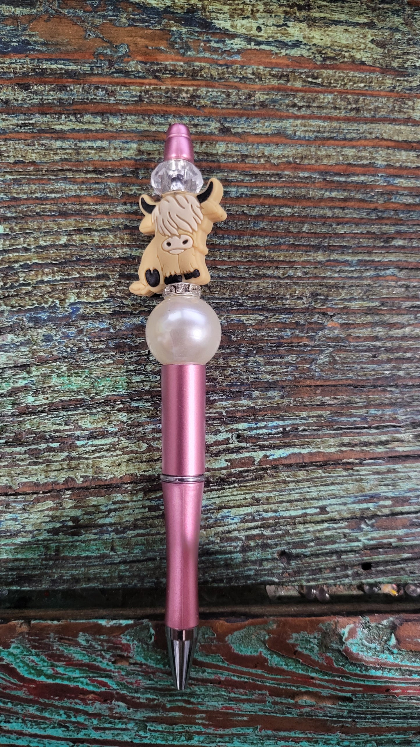 Highland Cow Beaded Pen