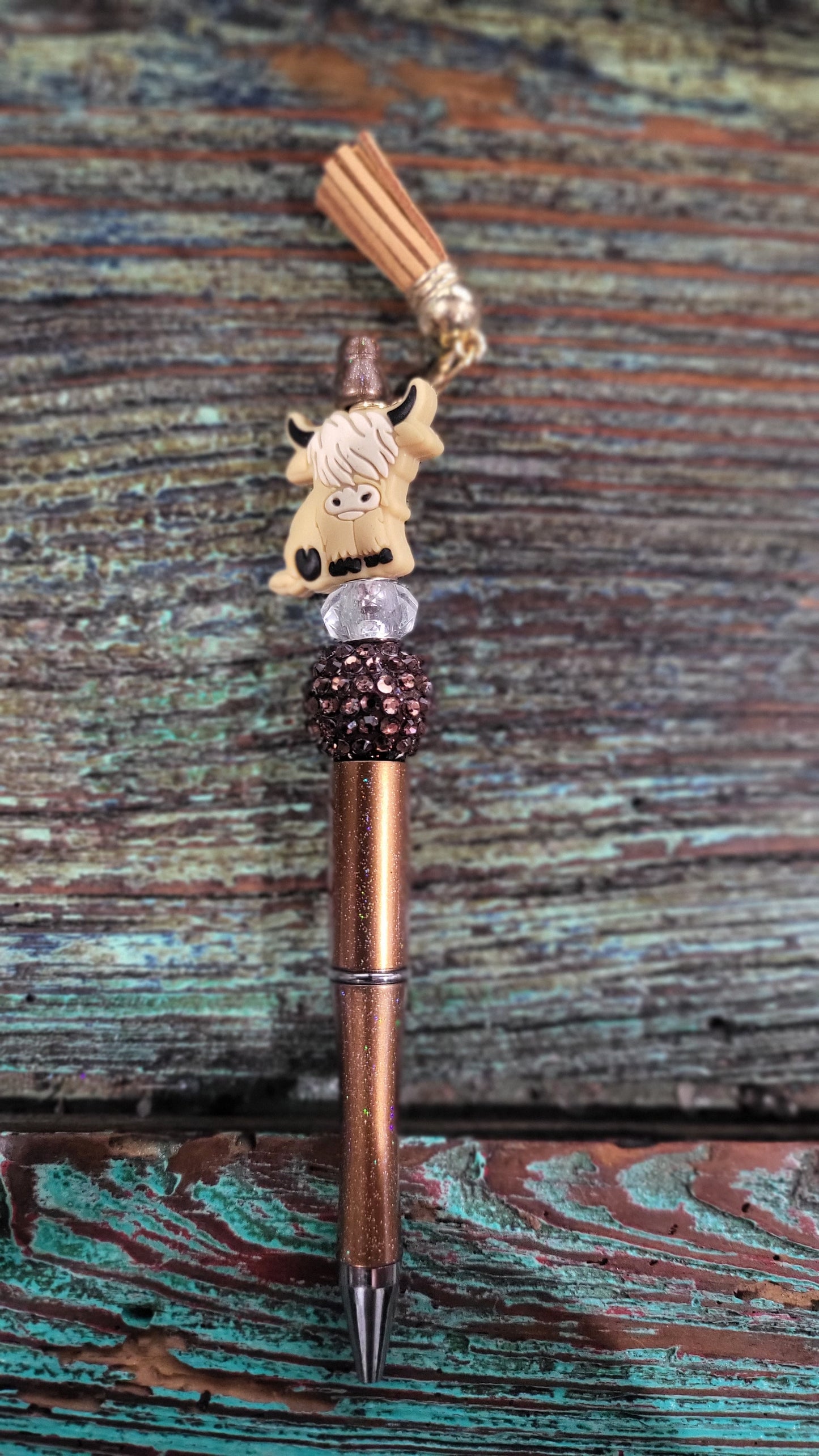 Highland Cow Beaded Pen