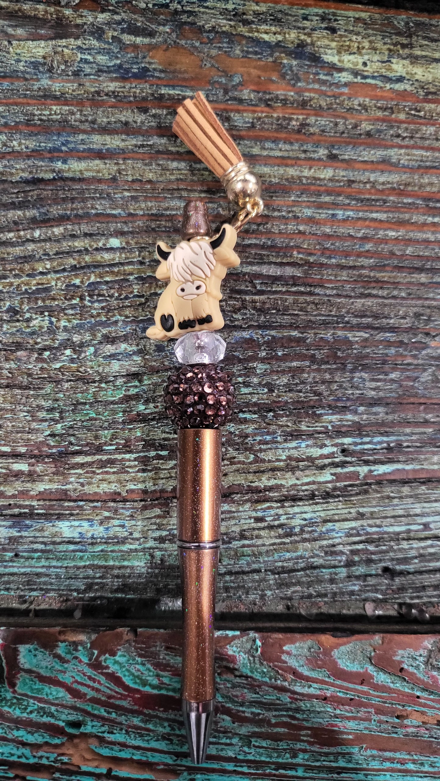 Highland Cow Beaded Pen