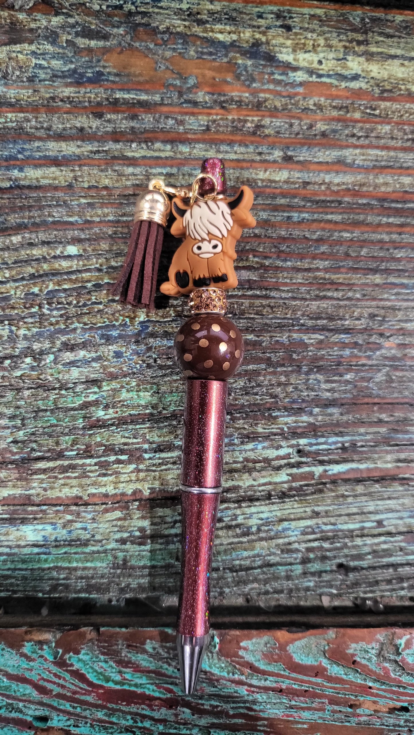 Highland Cow Beaded Pen