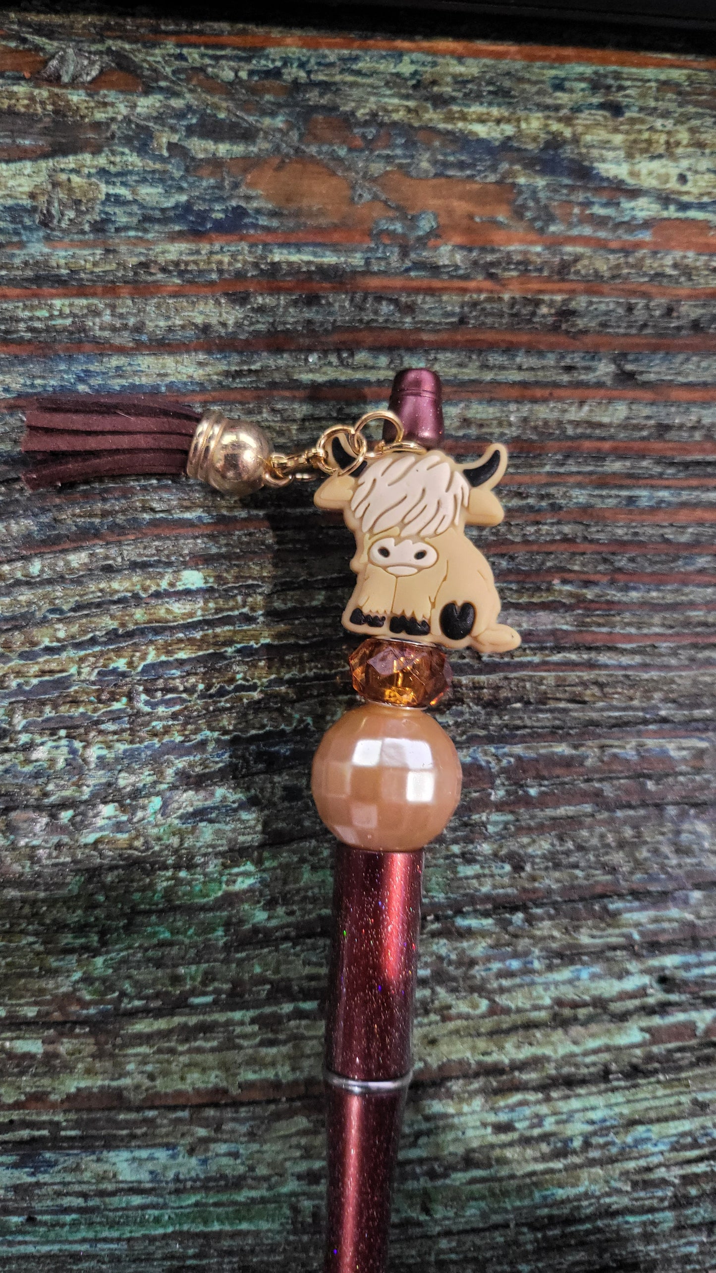 Highland Cow Beaded Pen