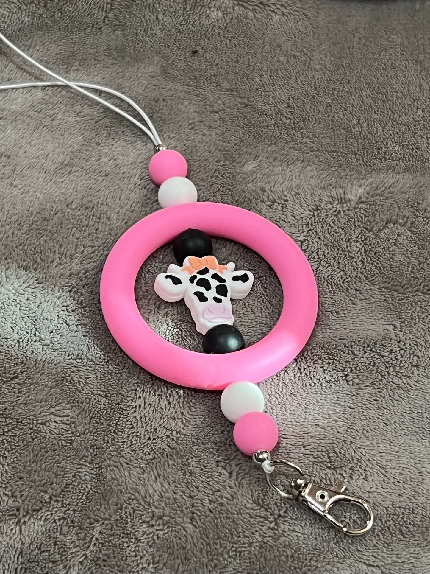 Black & White Cow with Pink accent Freshie Hanger