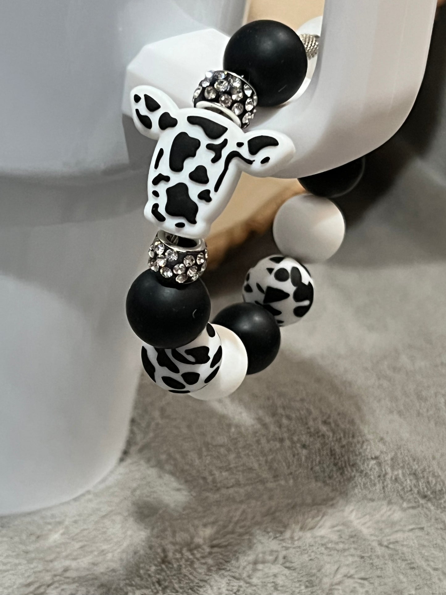 Black & White Cow Tumbler Charm