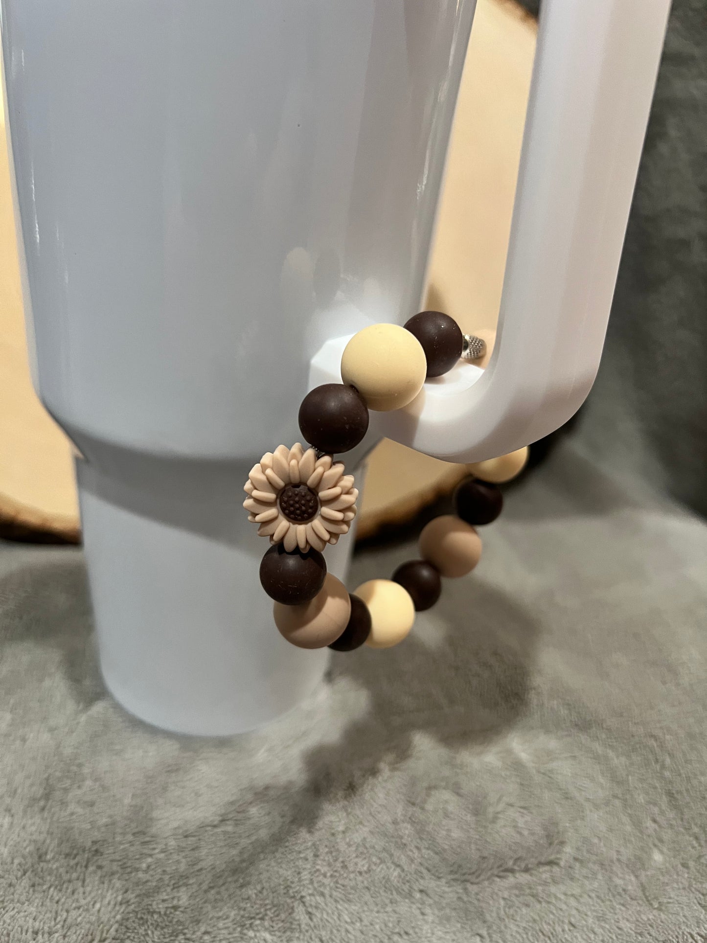 Neutral Colored Flower Tumbler Charm