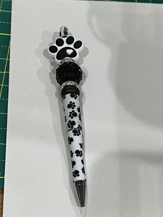 Black & White Dog Lovers Beaded Pen